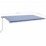 Auvent automatique capteur de vent/LED 600x300 cm Bleu et blanc