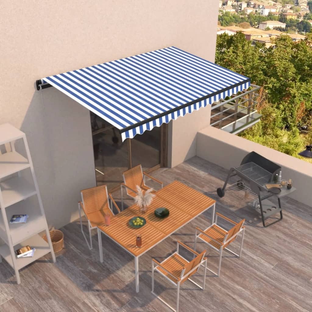 Manual retractable awning 400x350 cm Blue and white