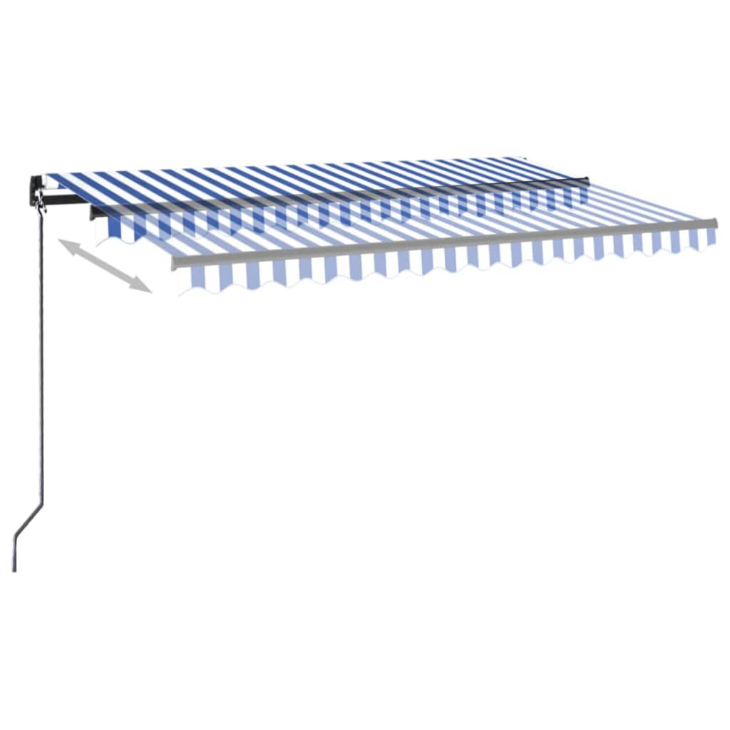 Manual retractable awning with LED 400x350 cm Blue and white