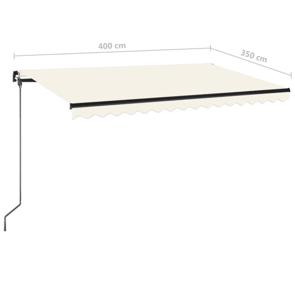 Manual retractable awning with LED 400x350 cm Cream