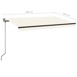 Manual retractable awning with LED 400x350 cm Cream