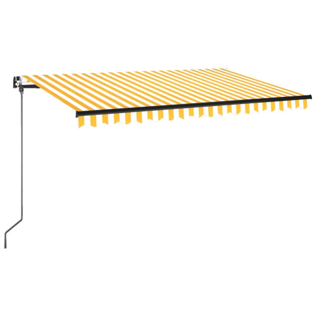 Manual retractable awning with LED 400x350 cm Yellow and white