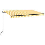 Manual retractable awning with LED 400x350 cm Yellow and white