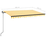 Manual retractable awning with LED 400x350 cm Yellow and white