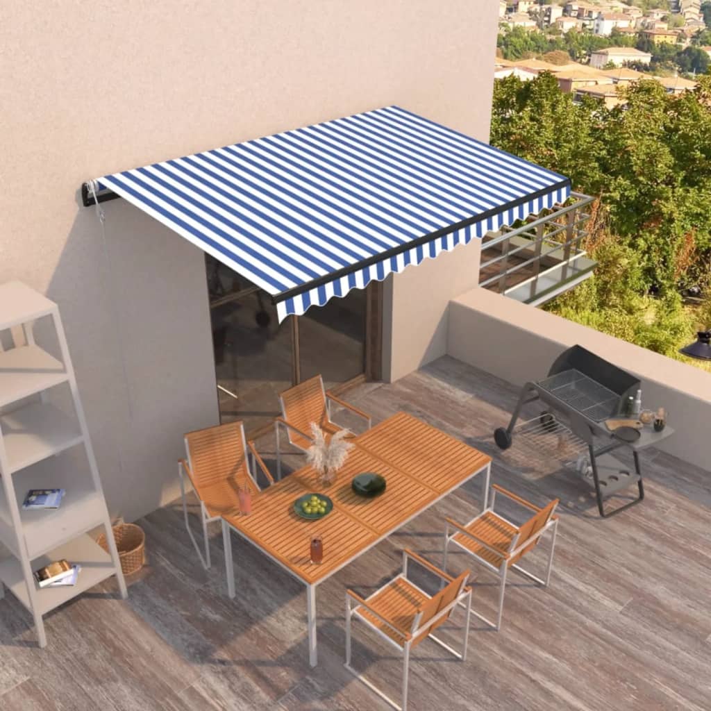 Automatic retractable awning 400x350 cm Blue and white