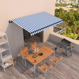 Automatic retractable awning 400x350 cm Blue and white