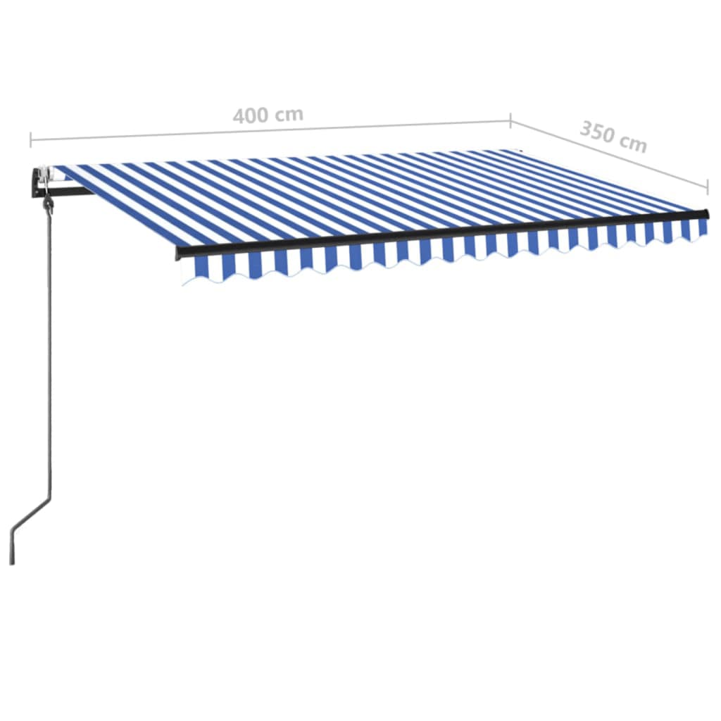 Automatic awning wind sensor/LED 400x350 cm Blue and white