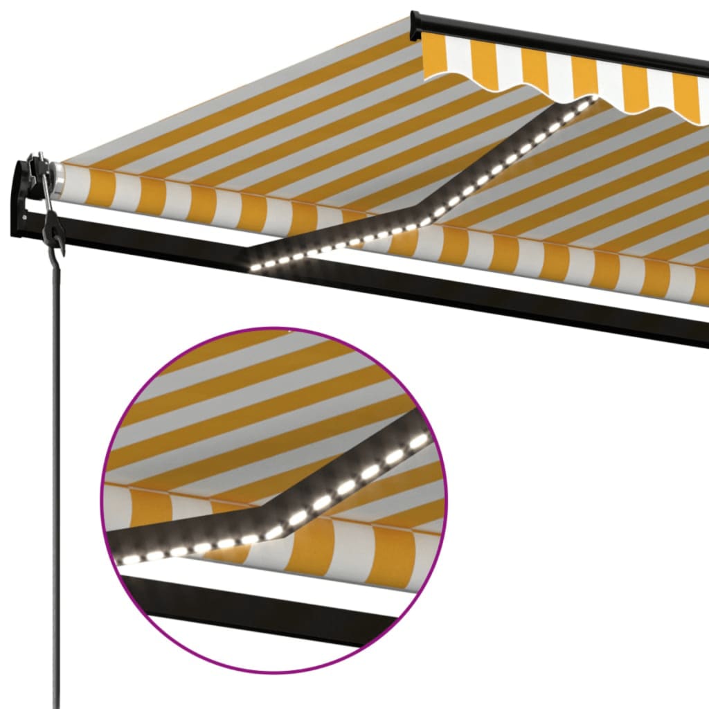 Auvent automatique capteur de vent/LED 400x350cm Jaune et blanc