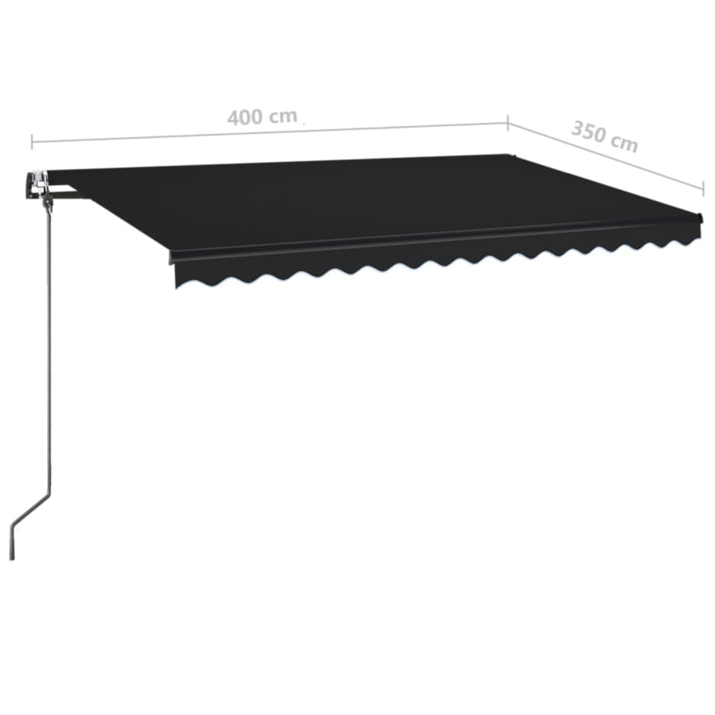 Auvent automatique capteur de vent et LED 400x350 cm Anthracite