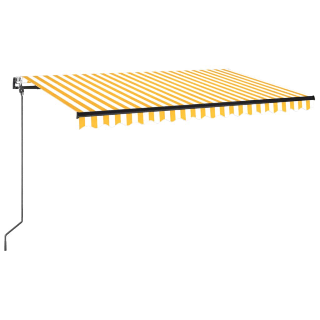 Auvent automatique capteur de vent LED 450x350cm Jaune et blanc