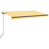 Auvent automatique capteur de vent LED 450x350cm Jaune et blanc