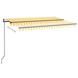 Auvent automatique capteur de vent LED 450x350cm Jaune et blanc