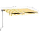 Auvent automatique capteur de vent LED 450x350cm Jaune et blanc