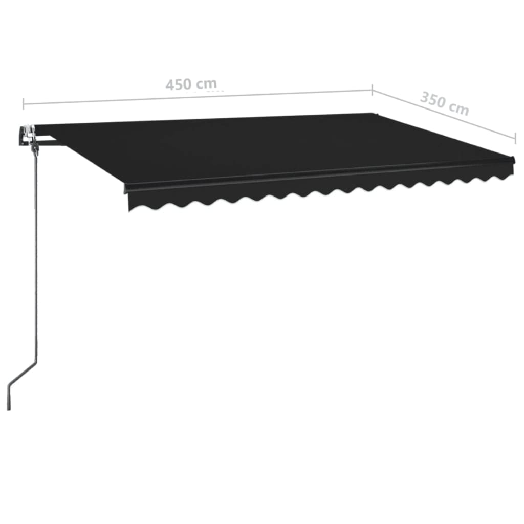 Auvent automatique et capteur de vent LED 450x350 cm Anthracite