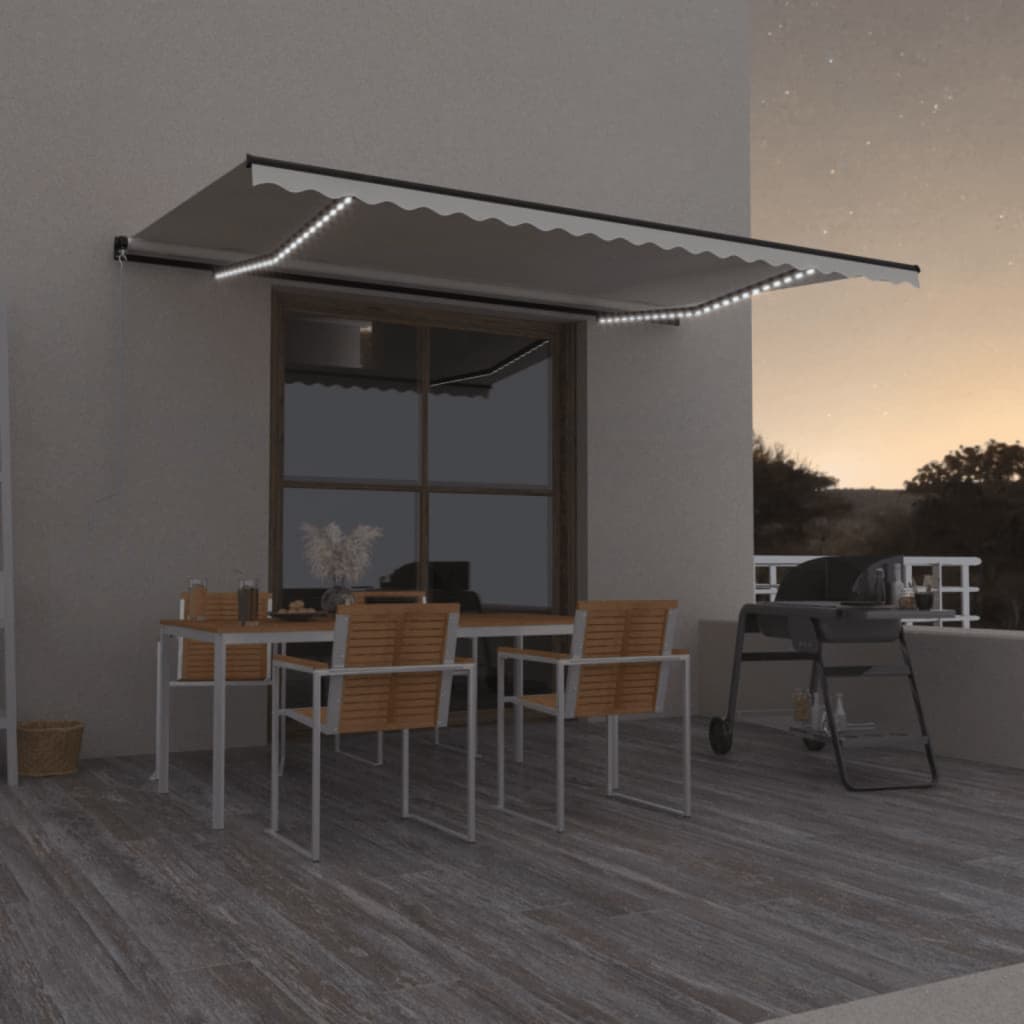 Manual retractable awning with LED 500x350 cm Cream