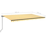 Manual retractable awning with LED 500x350 cm Yellow and white