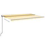 Auvent automatique capteur de vent LED 500x350cm Jaune et blanc