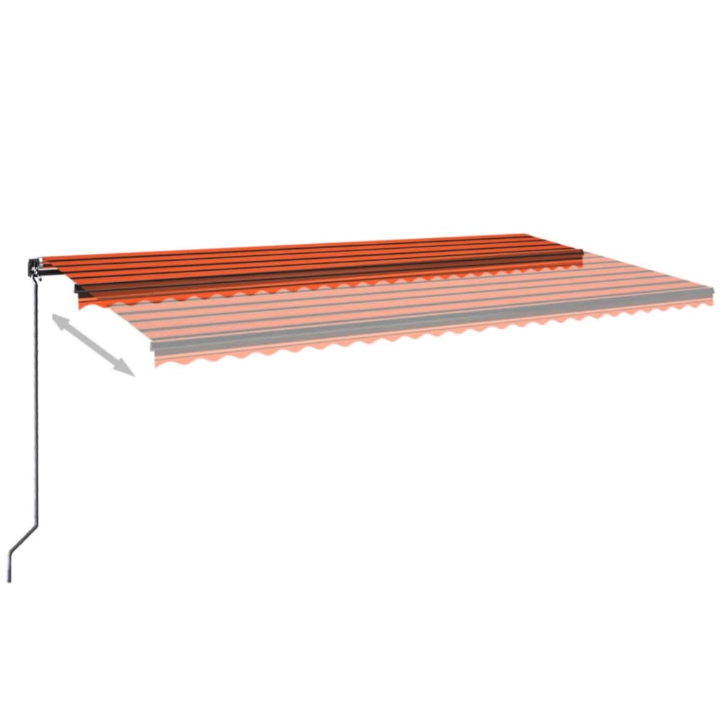 Einziehbare manuelle Markise 600x350 cm Orange und Braun