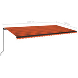 Einziehbare manuelle Markise 600x350 cm Orange und Braun