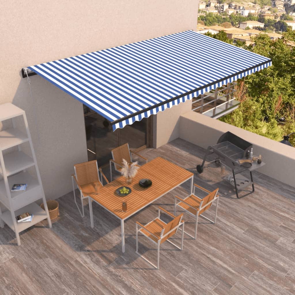 Automatic retractable awning 600x350 cm Blue and white