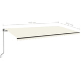 Auvent automatique avec capteur de vent et LED 600x350 cm Crème