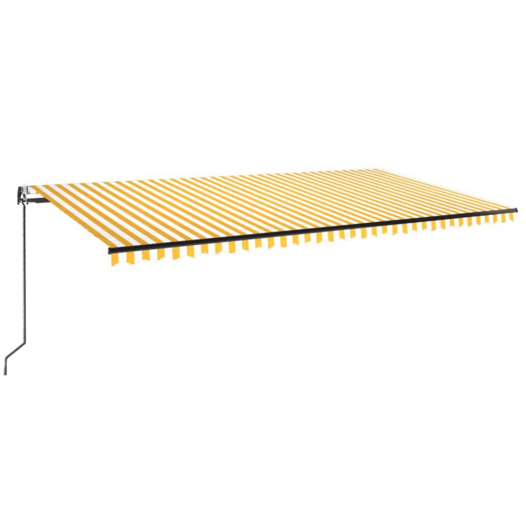 Auvent automatique capteur de vent LED 600x350cm Jaune et blanc