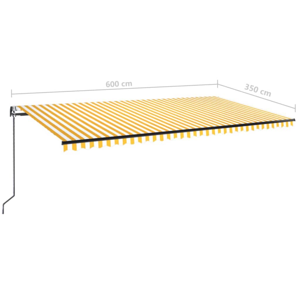 Auvent automatique capteur de vent LED 600x350cm Jaune et blanc