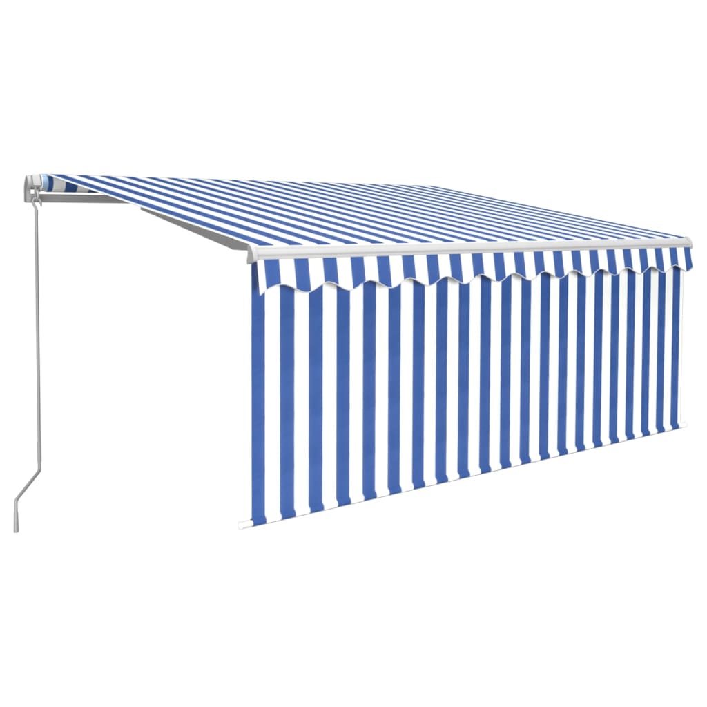 Manual retractable awning with blind 3x2.5 m Blue and white