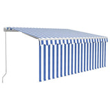 Manual retractable awning with blind 3x2.5 m Blue and white