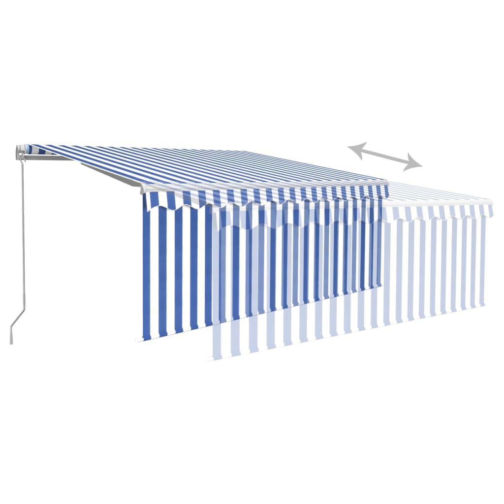 Manual retractable awning with blind 3x2.5 m Blue and white