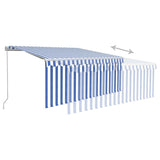 Manual retractable awning with blind 3x2.5 m Blue and white