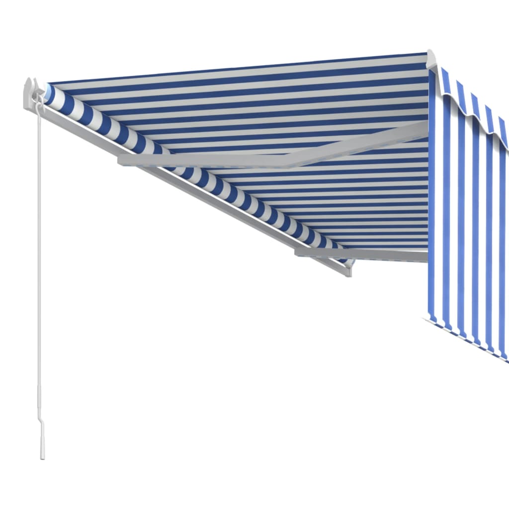 Manual retractable awning with blind 3x2.5 m Blue and white