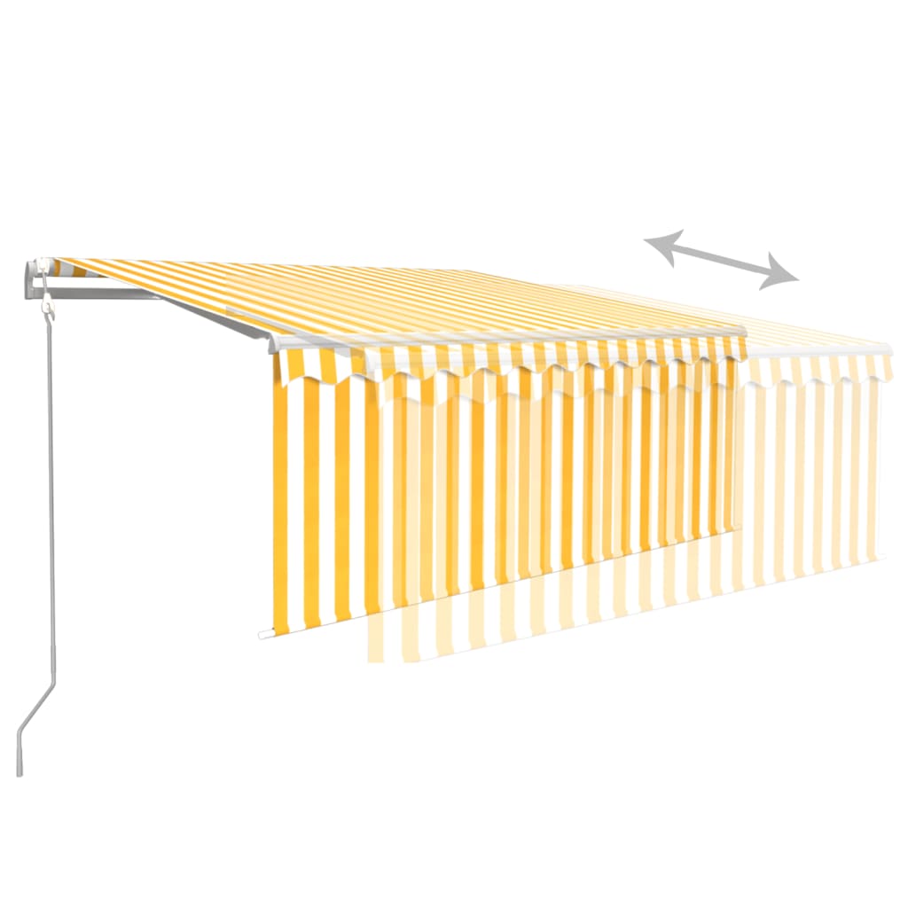 Auvent rétractable automatique avec store 3,5x2,5 m Jaune blanc