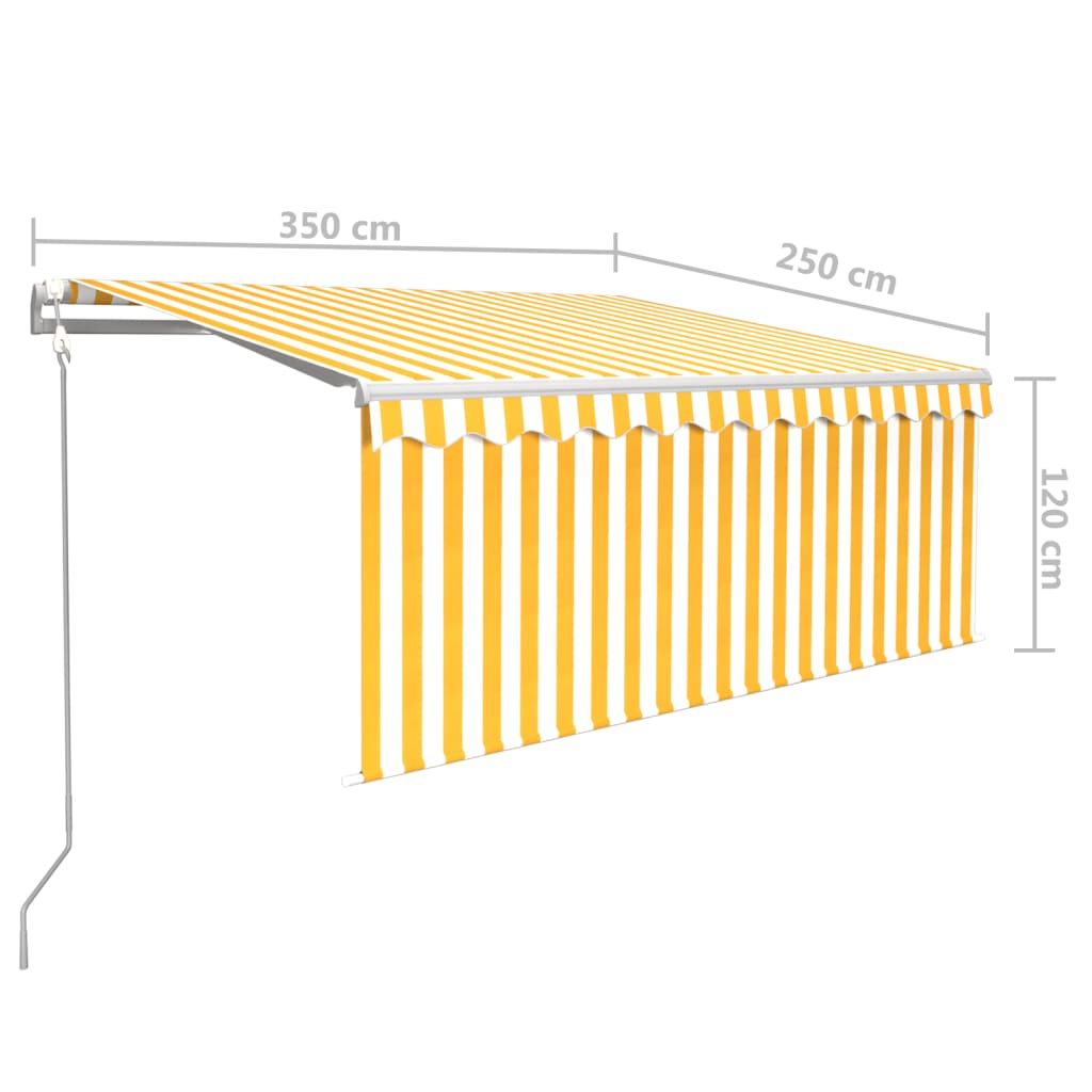 Auvent rétractable automatique avec store 3,5x2,5 m Jaune blanc