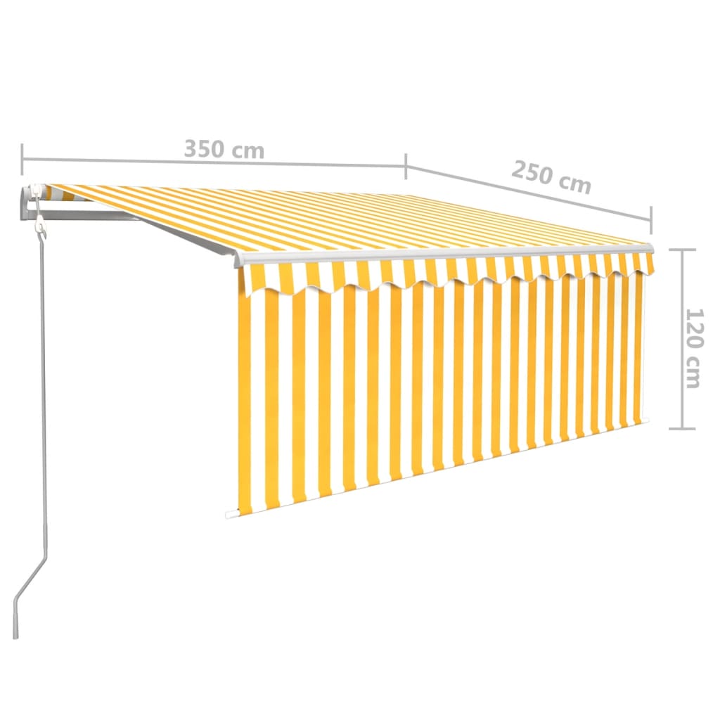 Auvent automatique store capteur de vent LED Jaune et blanc