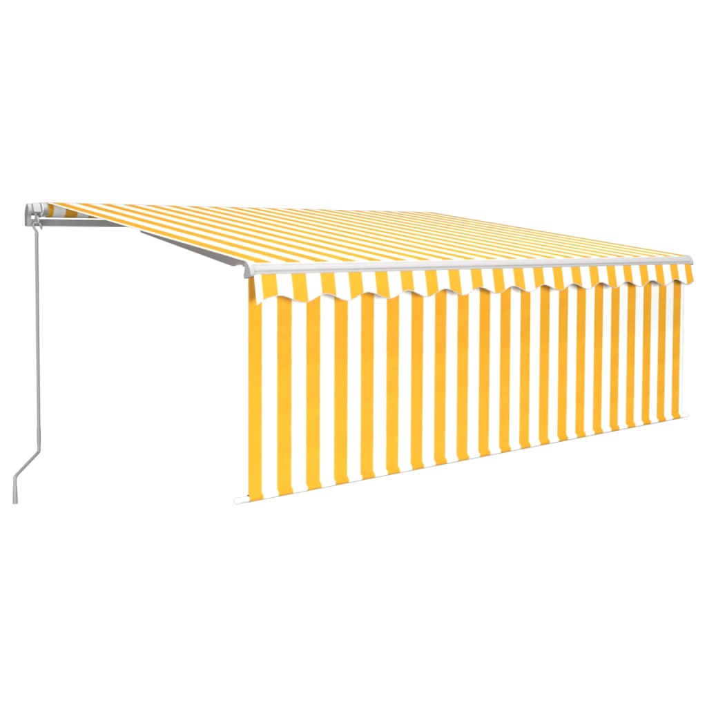 Auvent manuel rétractable avec store et LED 4x3m Jaune et blanc