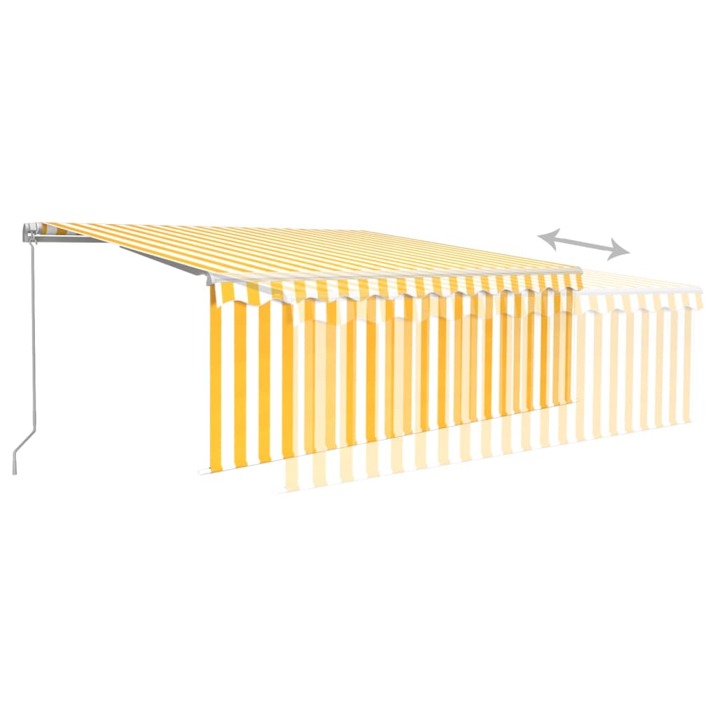 Auvent manuel rétractable avec store et LED 4x3m Jaune et blanc