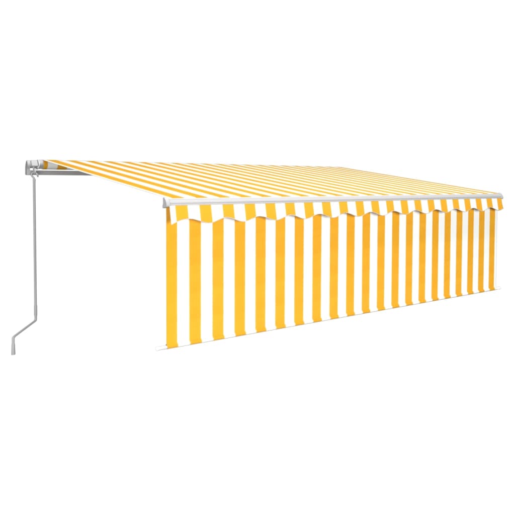 Auvent rétractable manuel avec store LED 5x3 m Jaune et blanc