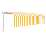 Auvent automatique store capteur de vent/LED 5x3 m Jaune/blanc