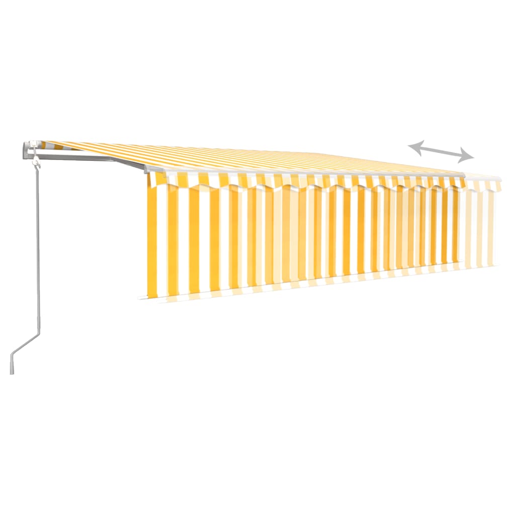 Auvent automatique store capteur de vent/LED 5x3 m Jaune/blanc