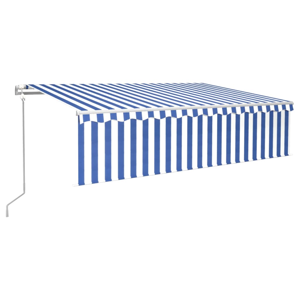 Automatic retractable awning with blind 6x3 m Blue and white