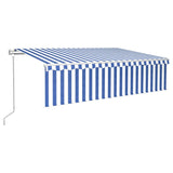 Automatic retractable awning with blind 6x3 m Blue and white