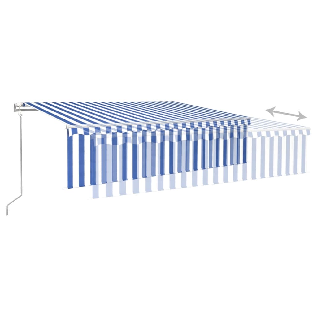 Automatic retractable awning with blind 6x3 m Blue and white