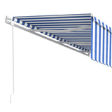 Automatic retractable awning with blind 6x3 m Blue and white