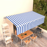 Automatic retractable awning with blind 6x3 m Blue and white