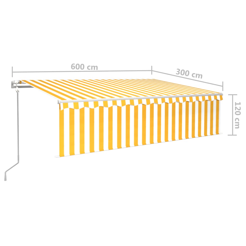 Auvent automatique rétractable avec store 6x3 m Jaune et blanc