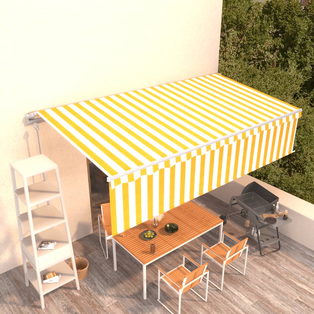 Auvent automatique rétractable avec store 6x3 m Jaune et blanc