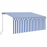 Manual retractable awning and blind and LED 3x2.5 m Blue and white