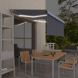 Manual retractable awning and blind and LED 3x2.5 m Blue and white