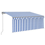 Automatic retractable awning with blind 3x2.5 m Blue and white